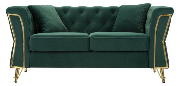 Divano Emy Verde con Cuscini 162x83x76 cm in Legno e Poliestere