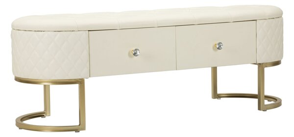 Panca con Cassetti Sharon 120x40x43 cm in Pino e MDF e Metallo e Plastica