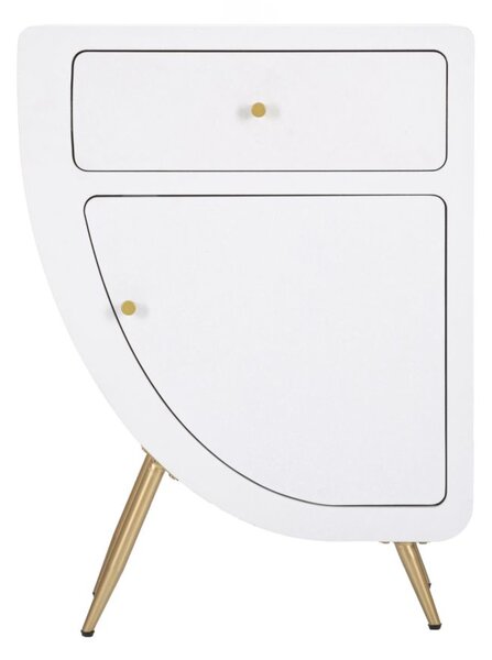 Comodino Alto Venus 60x32x79 cm in MDF e Ferro Bianco e Oro