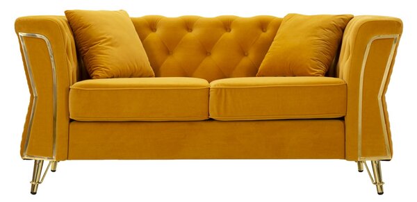 Divano Emy Senape con Cuscini 162x83x76 cm in Legno e Poliestere