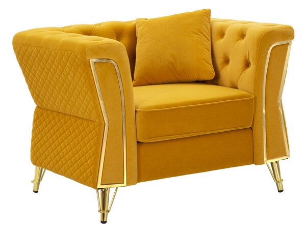 Poltrona Emy Senape con Cuscino 104x83x76 cm in Legno e Poliestere