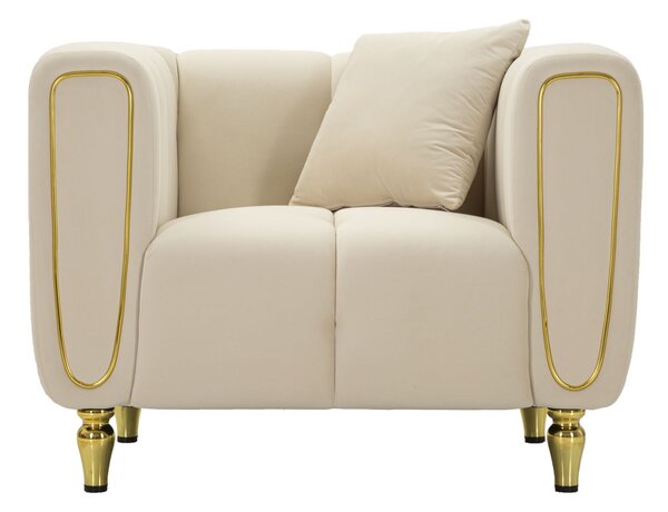 Poltrona Alma Crema con Cuscino 81x97x71 cm in Legno e Poliestere