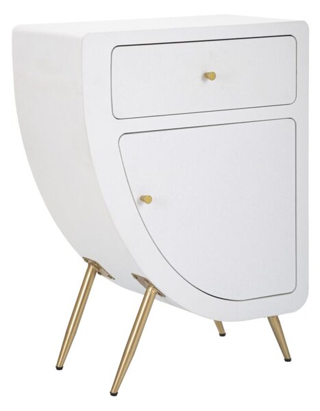 Comodino Alto Venus 60x32x79 cm in MDF e Ferro Bianco e Oro