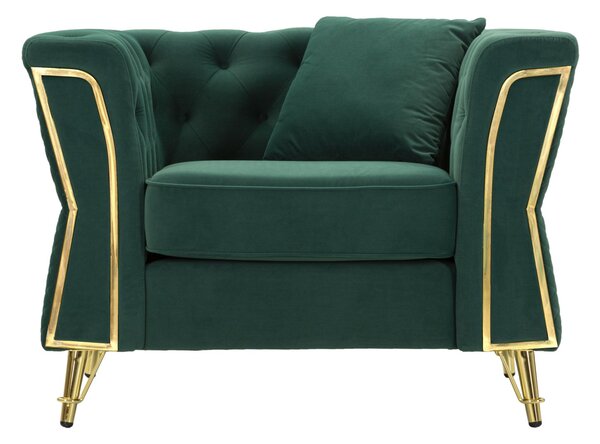 Poltrona Emy Verde con Cuscino 104x83x76 cm in Legno e Poliestere