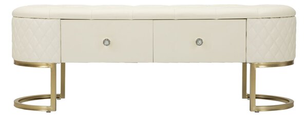 Panca con Cassetti Sharon 120x40x43 cm in Pino e MDF e Metallo e Plastica