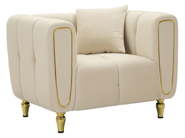Poltrona Alma Crema con Cuscino 81x97x71 cm in Legno e Poliestere