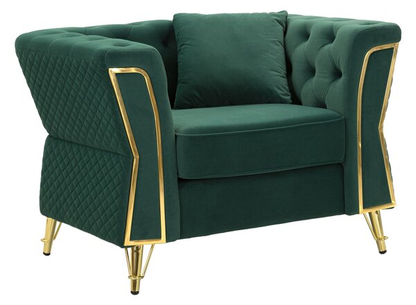 Poltrona Emy Verde con Cuscino 104x83x76 cm in Legno e Poliestere