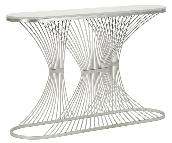 Console Stripe 120x35x79 cm in Ferro e Marmo Argento