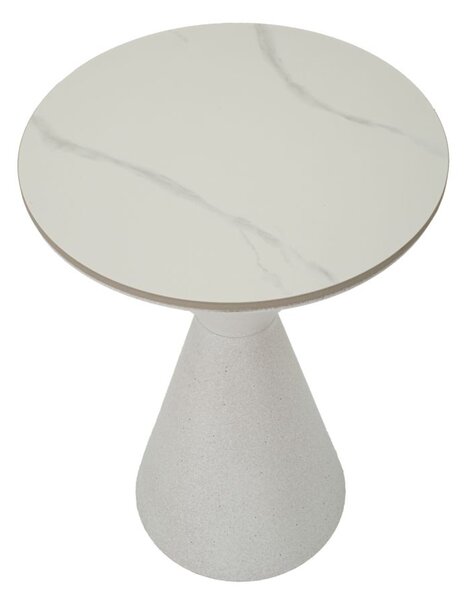 Tavolinetto White Double Ø44x63 cm in Ferro e Ceramica Bianco