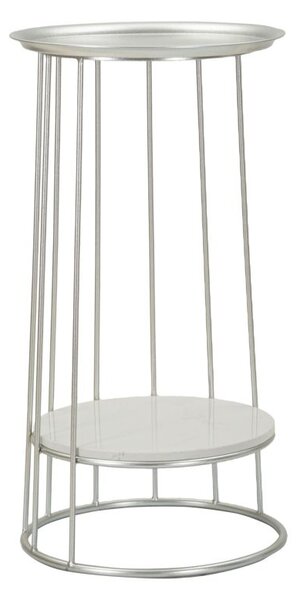 Tavolinetto Towery Ø40x76 cm in Ferro e Marmo Argento