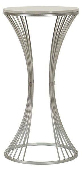 Tavolinetto Funnel Ø40x79 cm in Ferro e Marmo Argento