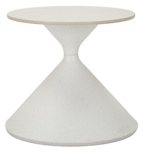 Tavolinetto White Ø45x39 cm in Ferro e Ceramica Bianco