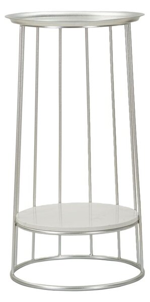 Tavolinetto Towery Ø40x76 cm in Ferro e Marmo Argento