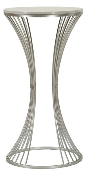 Tavolinetto Funnel Ø50x100 cm in Ferro e Marmo Argento