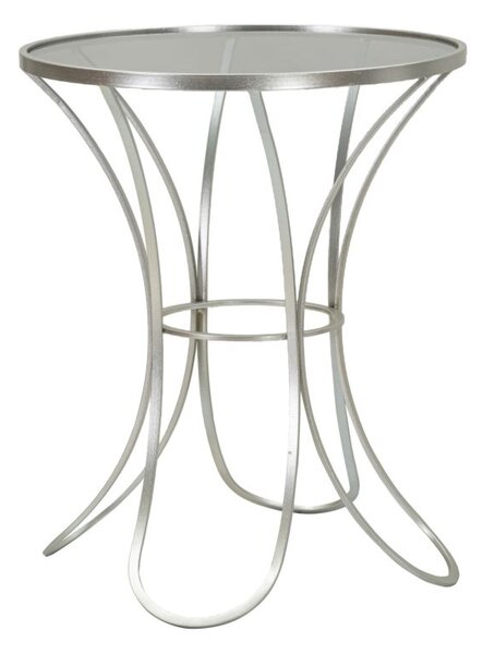 Tavolinetto Trixy Ø56x68 cm in Ferro e Vetro Argento