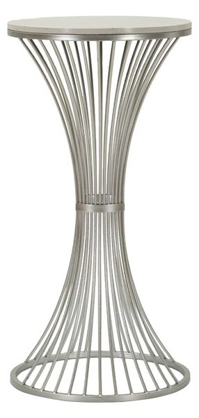 Tavolinetto Funnel Ø40x79 cm in Ferro e Marmo Argento