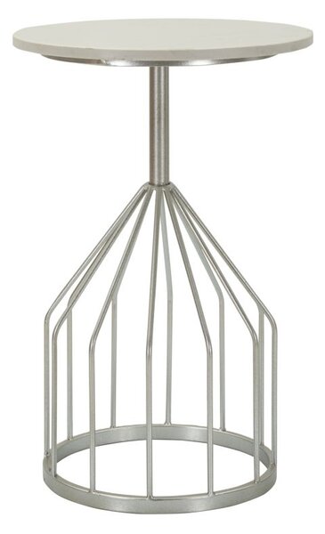 Tavolinetto Cup Ø37,5x58 cm in Ferro e Marmo Argento