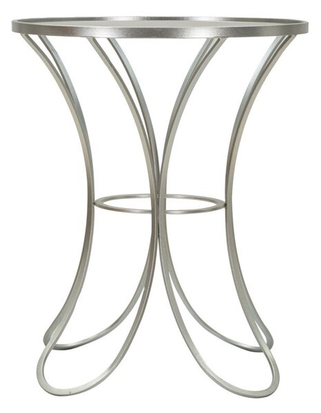 Tavolinetto Trixy Ø56x68 cm in Ferro e Vetro Argento