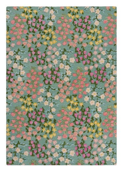 Tappeto color menta in lana tessuto a mano 120x170 cm Emilia Floral – Flair Rugs