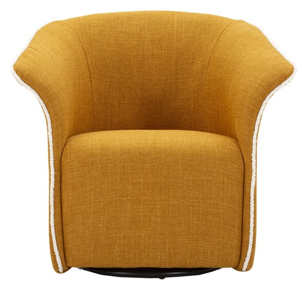 Poltrona Girevole Siena Senape 83,5x66x80 cm in Ferro e Compensato e Spugna e Poliestere Senape