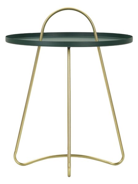 Tavolinetto Grent Ø45x59 cm in Ferro Verde e Oro