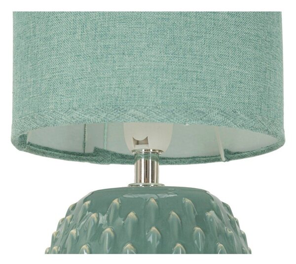 Lampada da tavolo azzurra in ceramica con paralume in tessuto (altezza totale 27 cm) Pontus – Mauro Ferretti