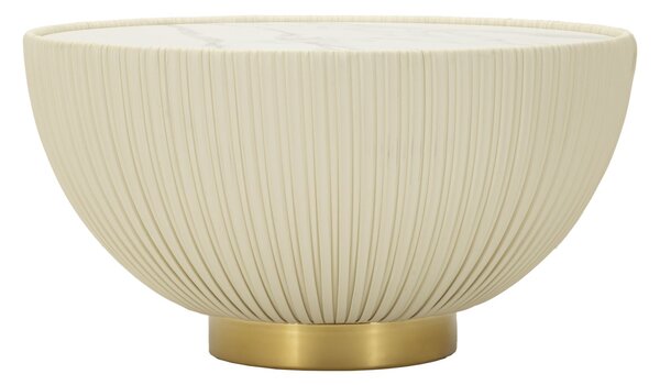 Tavolino da Caffè Elge Ø71x38 cm in Ferro e Ceramica e Poliestere Crema e Oro e Bianco