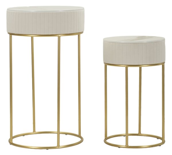 Tavolinetti Alti Wedding Rotondi Set 2 Pz Ø50x90 cm - Ø40x70 cm in Pino e MDF e Metallo