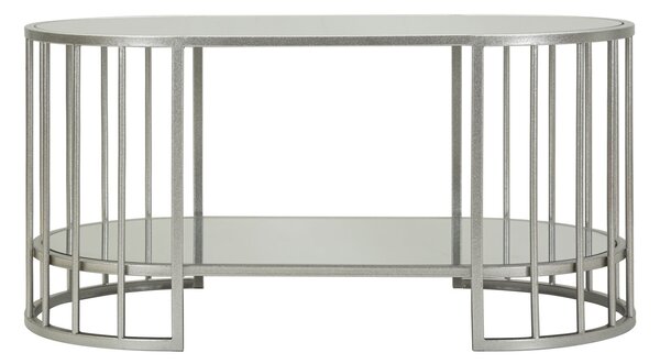 Tavolo da Caffè Smirne 90x50x45 cm in Ferro e Specchio Argento