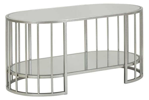 Tavolo da Caffè Smirne 90x50x45 cm in Ferro e Specchio Argento