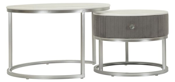 Tavoli da Caffè Greys Coppia Ø70x45 cm - Ø50x40 cm in Pino e MDF e Metallo