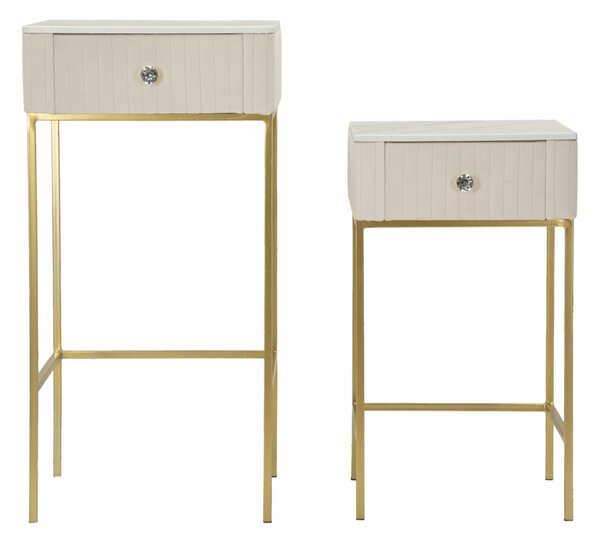Tavolinetti Alti Wedding Quadrati Set 2 Pz Ø45x90 cm - Ø40x70 cm in Pino e MDF e Metallo