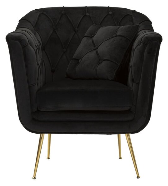 Poltrona Budapest Nera con Cuscino 88x83x91 cm in Compensato e Spugna e Ferro e Poliestere Nero