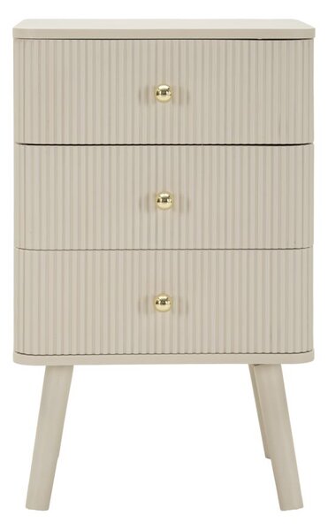 Comodino 3 Cassetti Shy 37,5x34x61 cm in Pino e MDF e Ferro