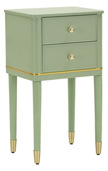 Comodino Camille Verde 40x30x71 cm in Pino e MDF e Ferro