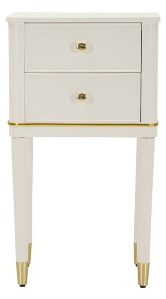 Comodino Camille Bianco 40x30x71 cm in Pino e MDF e Ferro
