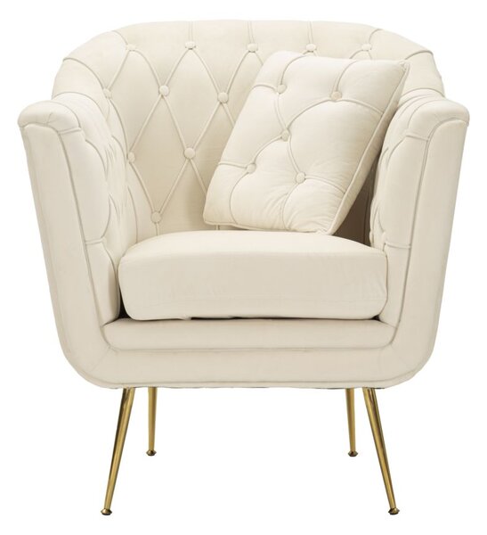 Poltrona Budapest Crema con Cuscino 88x83x91 cm in Compensato e Spugna e Ferro e Poliestere Crema