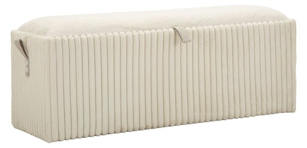 Panca con Contenitore Goteborg 113x41x44 cm in MDF e Spugna e Poliestere Bianco