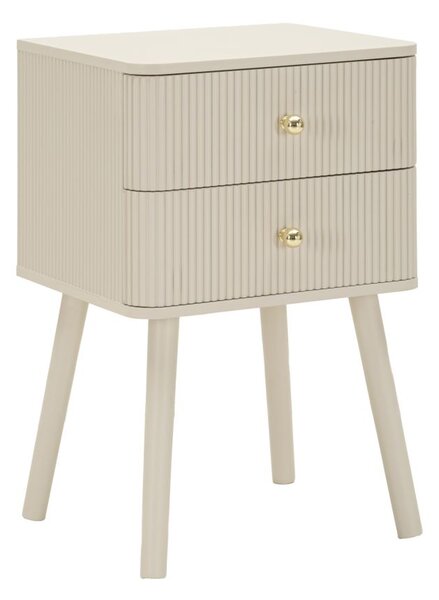 Comodino 2 Cassetti Shy 34x37,5x59 cm in Pino e MDF e Ferro