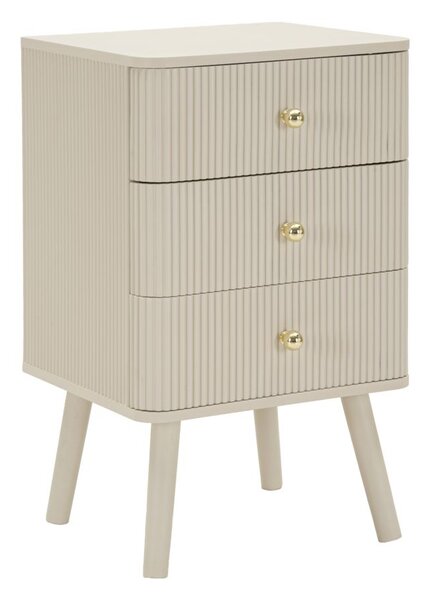 Comodino 3 Cassetti Shy 37,5x34x61 cm in Pino e MDF e Ferro