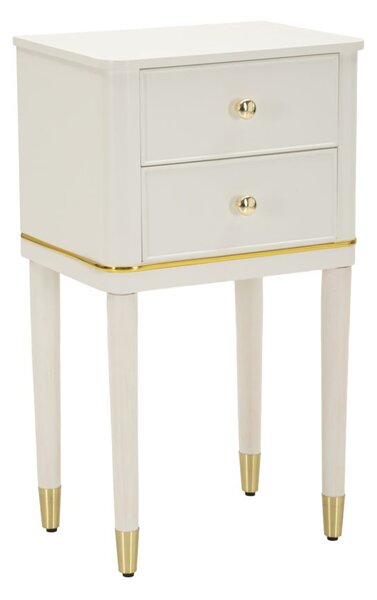 Comodino Camille Bianco 40x30x71 cm in Pino e MDF e Ferro