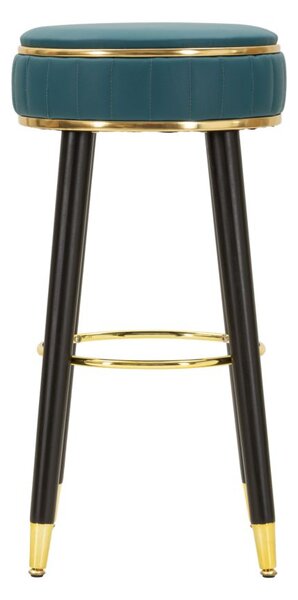 Sgabello Bar London Verde Ø38x75 cm in Pino e MDF e Spugna e Metallo e PU