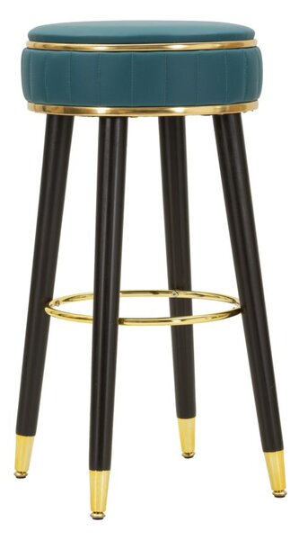 Sgabello Bar London Verde Ø38x75 cm in Pino e MDF e Spugna e Metallo e PU