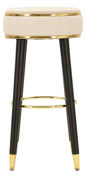 Sgabello Bar London Crema 37x38x74 cm in Pino e MDF e Spugna e Metallo e PU