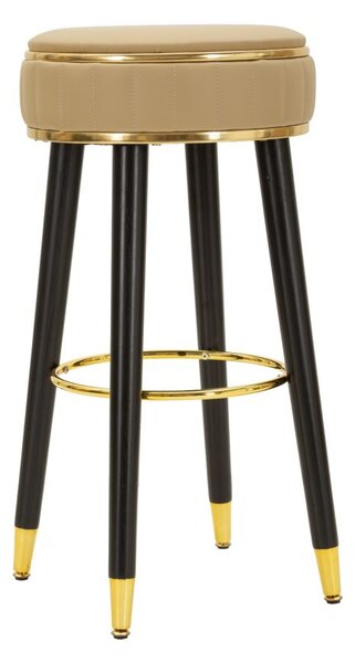 Sgabello Bar London Marrone Ø38x74 cm in Pino e MDF e Spugna e Metallo e PU