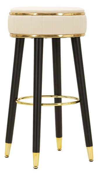 Sgabello Bar London Crema 37x38x74 cm in Pino e MDF e Spugna e Metallo e PU