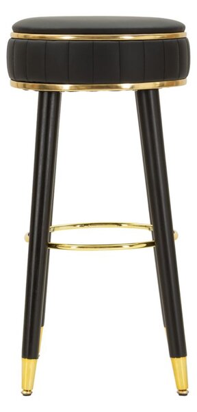Sgabello Bar London Nero Ø38x74 cm in Pino e MDF e Spugna e Metallo e PU