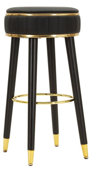 Sgabello Bar London Nero Ø38x74 cm in Pino e MDF e Spugna e Metallo e PU