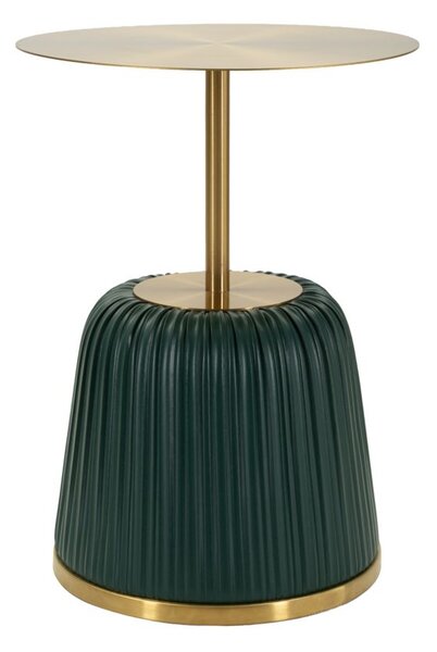 Tavolinetto Egle Verde Ø40x55 cm in Metallo e PU Grigio e Verde