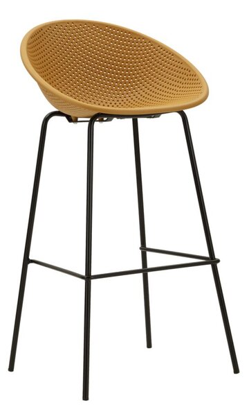 Sgabello Bar Ibiza Senape Set 2 Pz 50x50x98 cm in Polipropilene e Metallo Senape e Nero